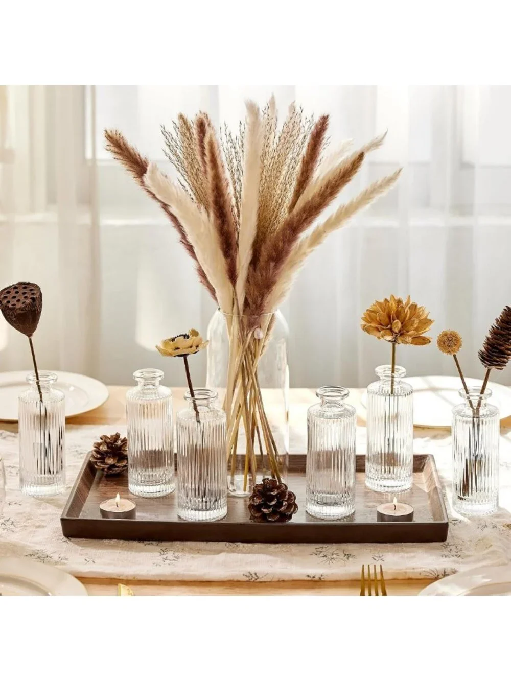 Set of 6 Clear Glass Bud Vases - 5.2 Inch Small Flower Holders for Home Decor